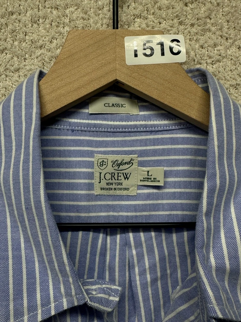 J.Crew Broken-In Oxford Classic Fit Stripe Button Down Shirt Men’s L 100% Cotton